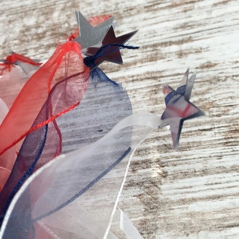 Patriotic Red White Blue Ribbon Hair Bow Headband